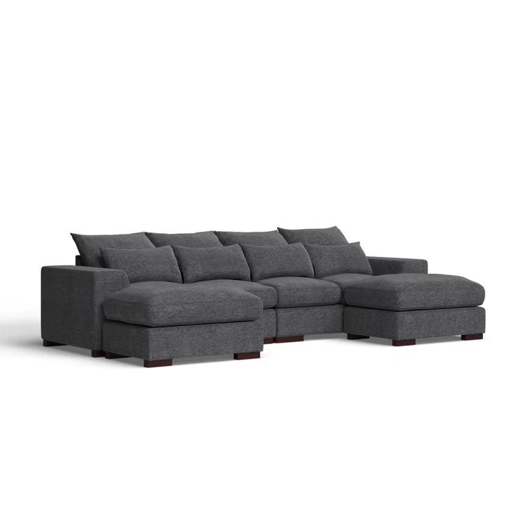 Biaggio Linen Blend Sectional with 2 Ottomans,Sectional Couch