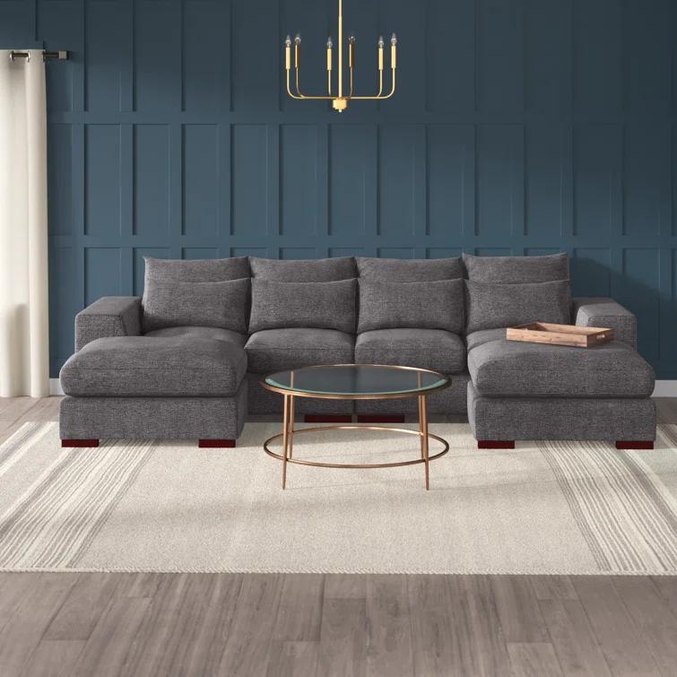 Biaggio Linen Blend Sectional with 2 Ottomans,Sectional Couch