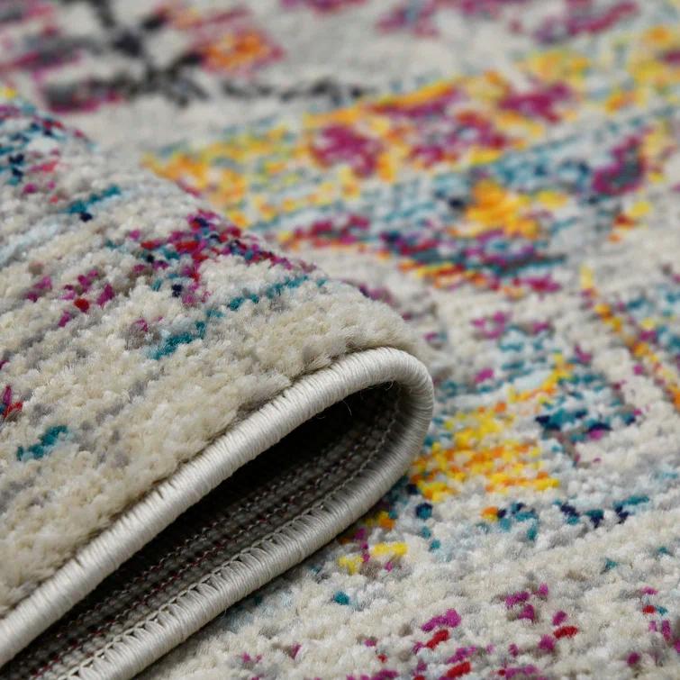 AMER Rugs Alyssa Transitional Bordered Durable Performance Multicolor Area Rug