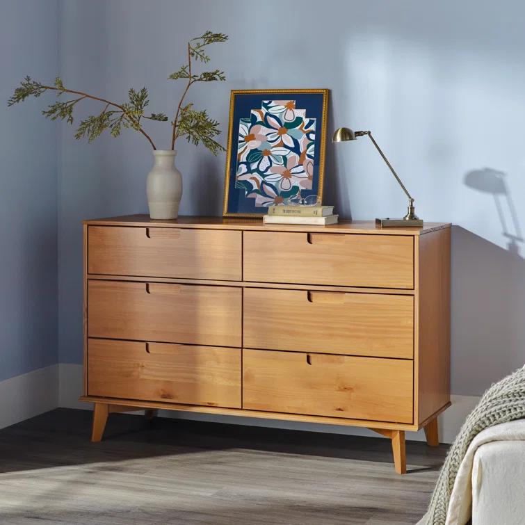 Yarber 6 Drawer Solid Wood Double Dresser