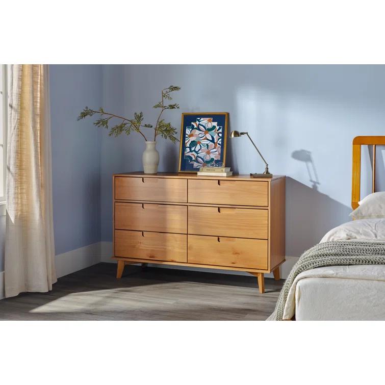 Yarber 6 Drawer Solid Wood Double Dresser