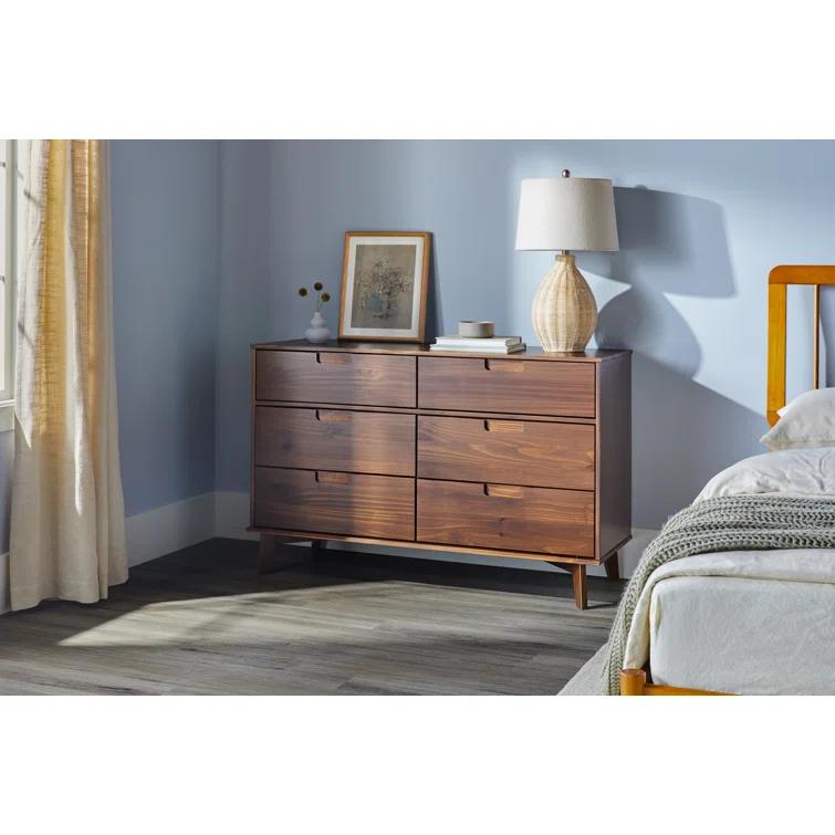 Yarber 6 Drawer Solid Wood Double Dresser