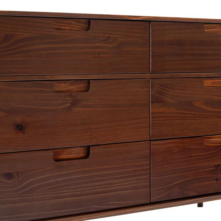 Yarber 6 Drawer Solid Wood Double Dresser