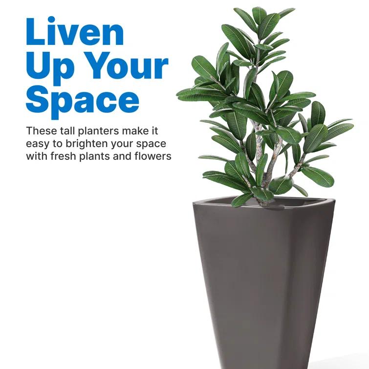 Step2 Bridgeview Square Tall Tapered Plastic Outdoor Planter & Reviews | Wayfair