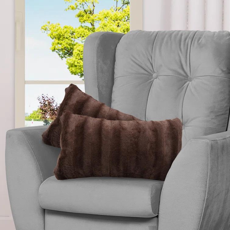 Cheer Collection Faux Fur Throw Pillow (Set of 2)