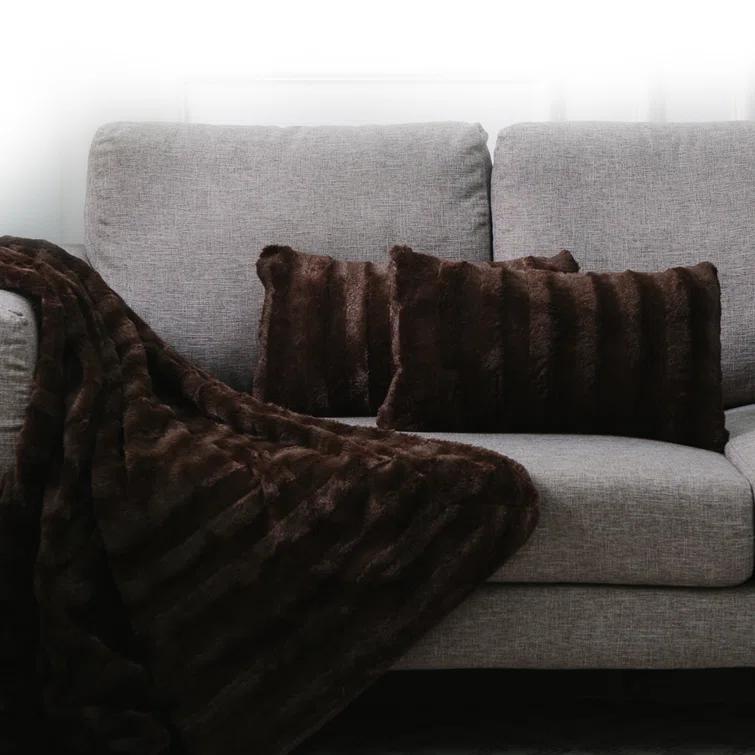 Cheer Collection Faux Fur Throw Pillow (Set of 2)