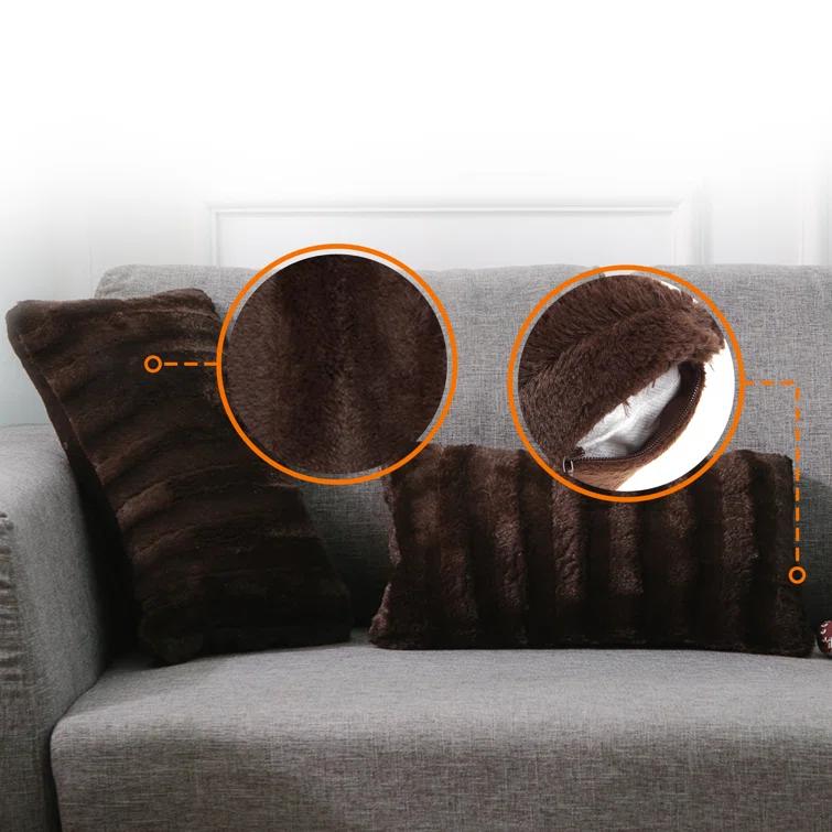 Cheer Collection Faux Fur Throw Pillow (Set of 2)