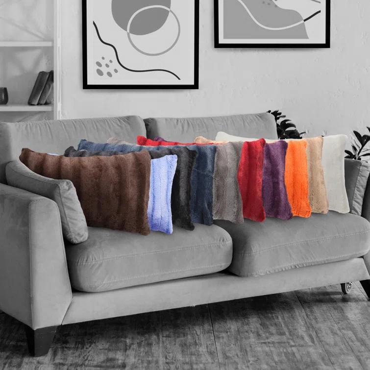 Cheer Collection Faux Fur Throw Pillow (Set of 2)