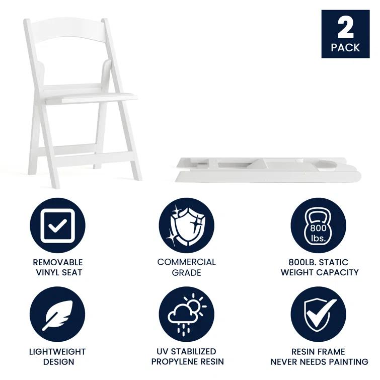 Inbox Zero Hercules Resin Folding Chair - 800LB Weight Capacity Event Chair (Set of 2)
