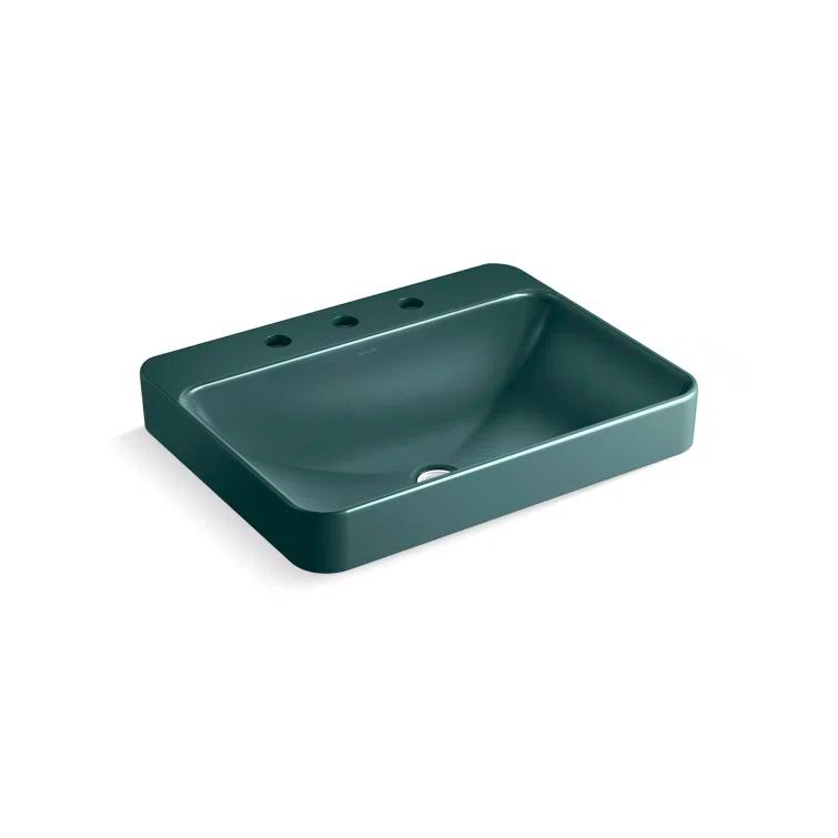 Vox® Vitreous China Rectangular Vessel Bathroom Sink with Overflow