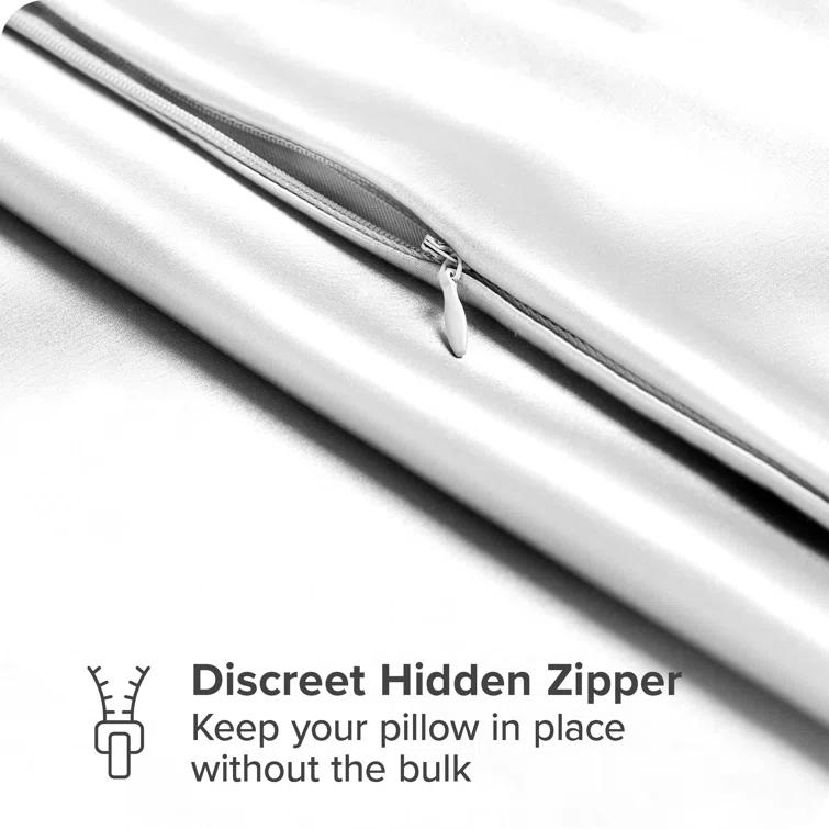 Bare Home 100% Mulberry Silk Pillowcase Zipper Closure