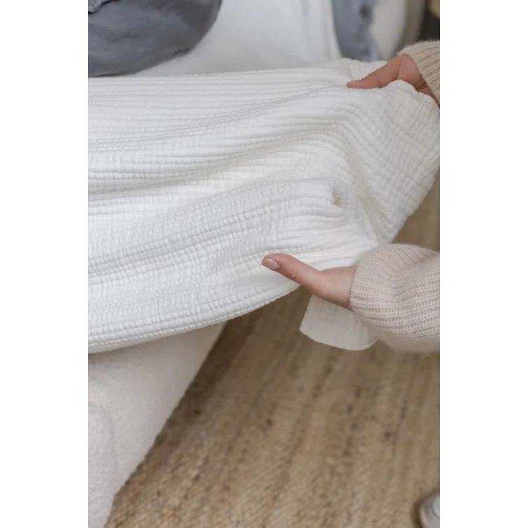 Chatham Cotton Matelasse Coverlet by Pom Pom at Home - Cream / Queen