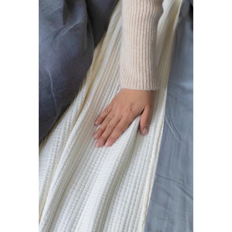 Chatham Cotton Matelasse Coverlet by Pom Pom at Home - Cream / Queen