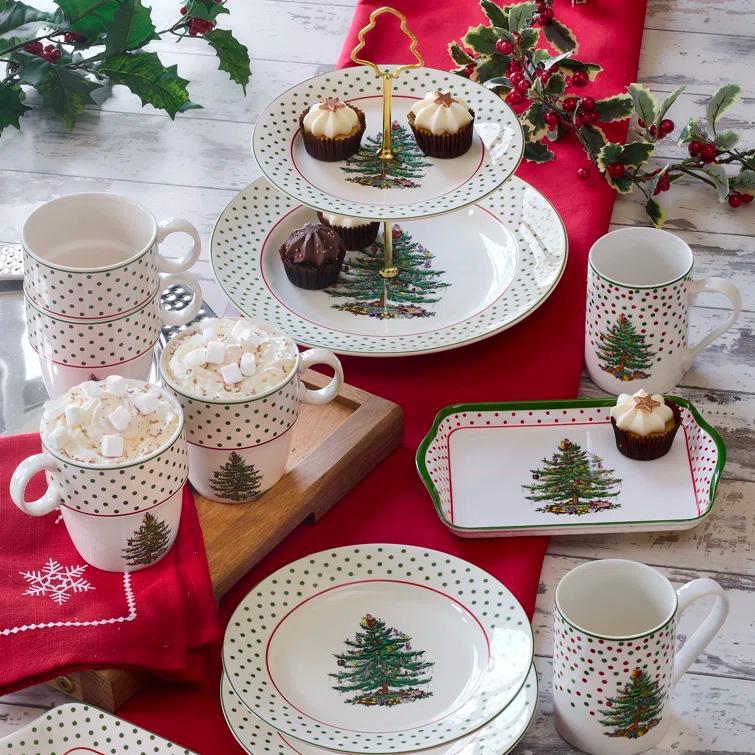 Spode Spode Christmas Tree Polka Dot Stackable Mugs (Set of 4)
