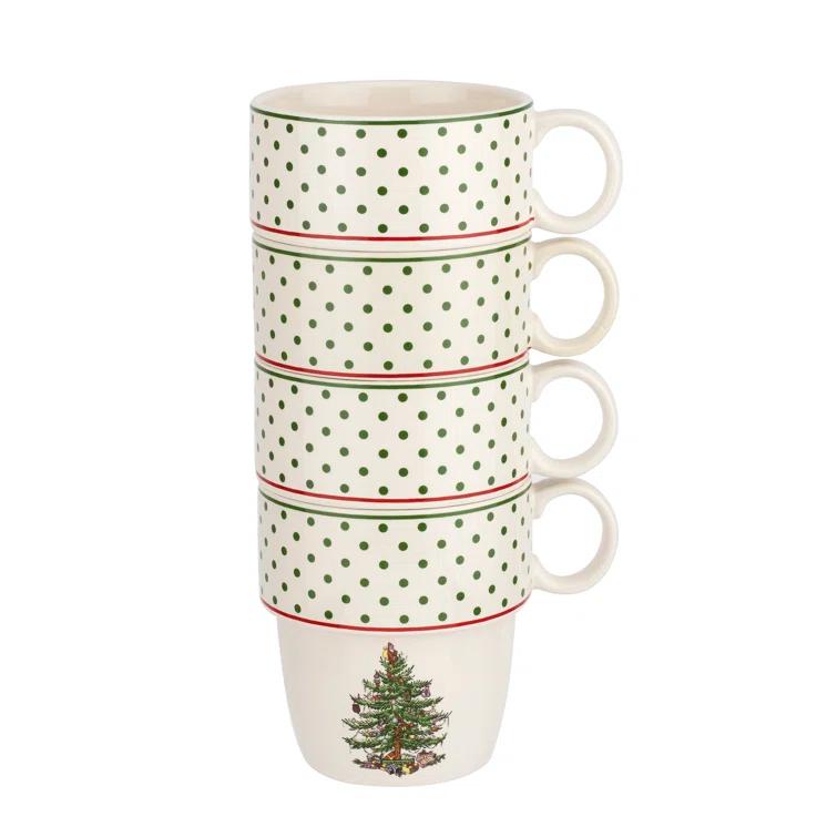 Spode Spode Christmas Tree Polka Dot Stackable Mugs (Set of 4)