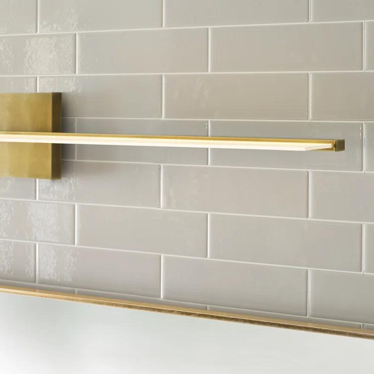 Sleek 46.8" Plated Brass LED Vanity Light with Acrylic Shade