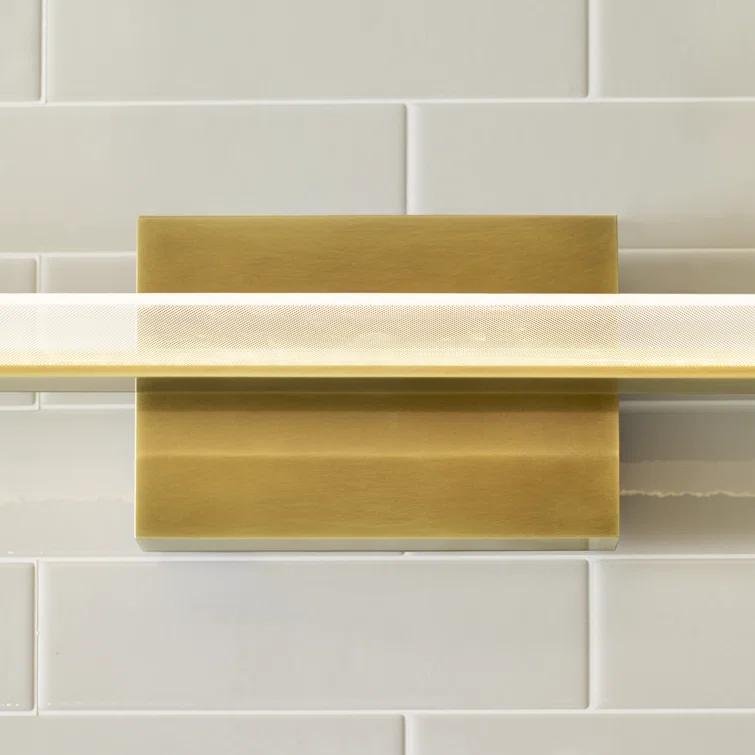 Sleek 46.8" Plated Brass LED Vanity Light with Acrylic Shade