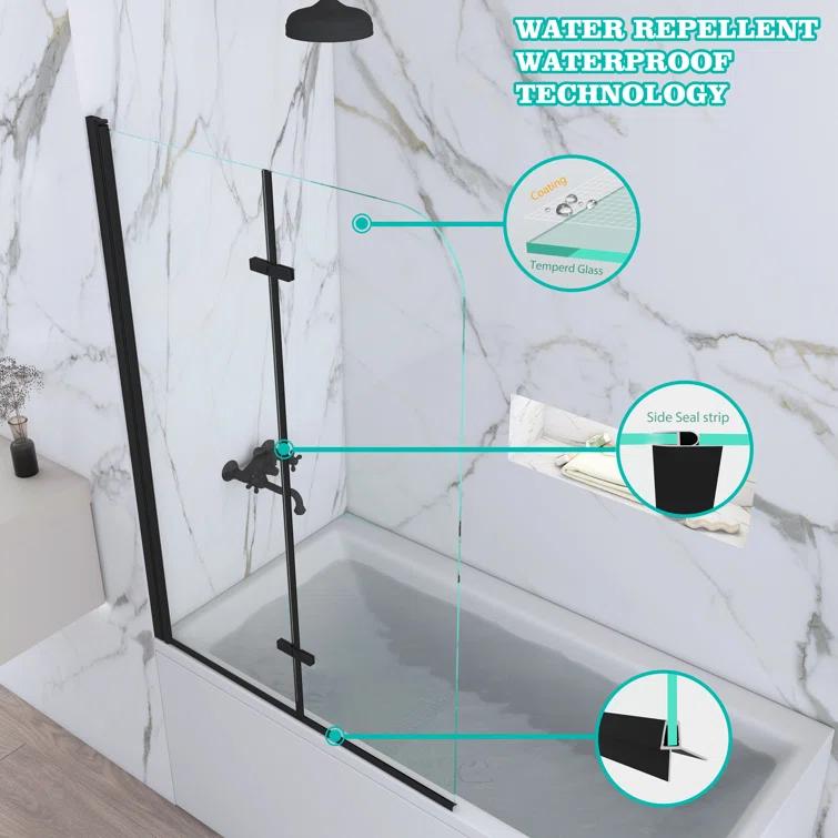 Jraty 39'' - W x 55'' H Door Frameless Tub Door with