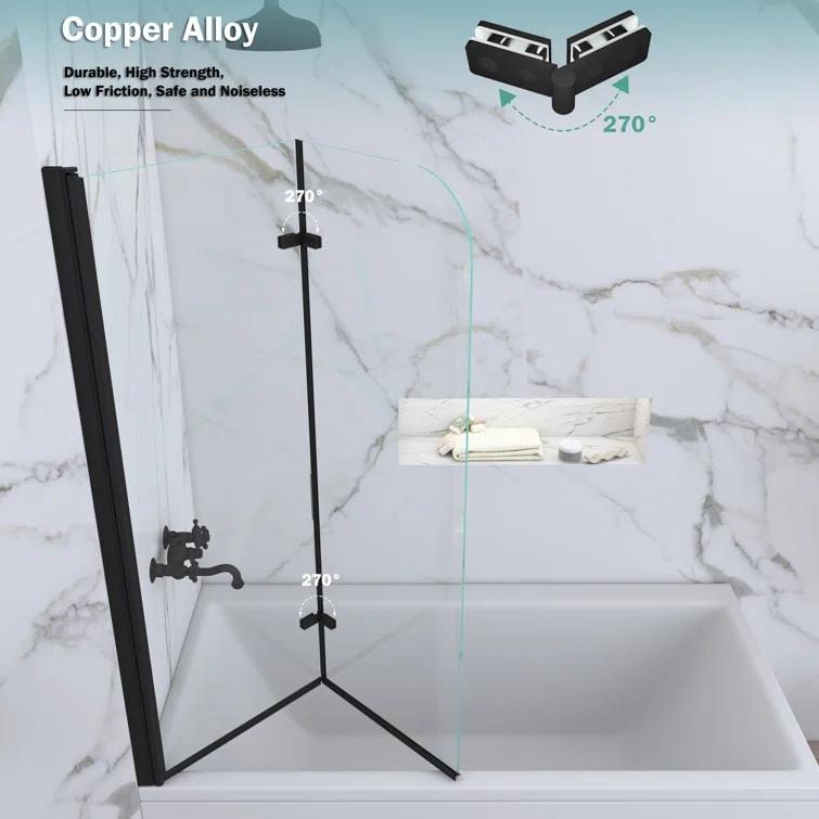 Jraty 39'' - W x 55'' H Door Frameless Tub Door with