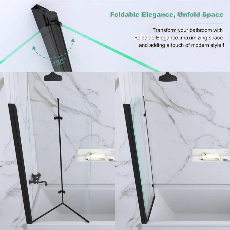 Jraty 39'' - W x 55'' H Door Frameless Tub Door with
