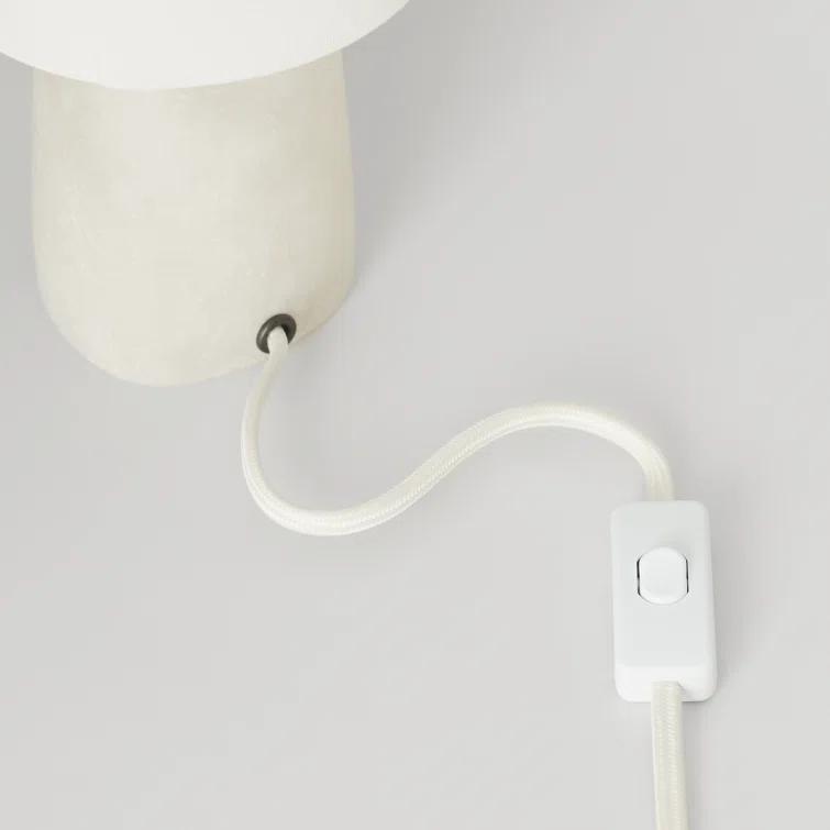 Alabaster Cordless Outdoor LED Table Lamp with Linen Shade