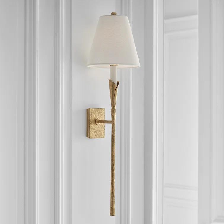Aiden Large Tail Nickel Sconce, Dimmable Direct Wired, 32 in