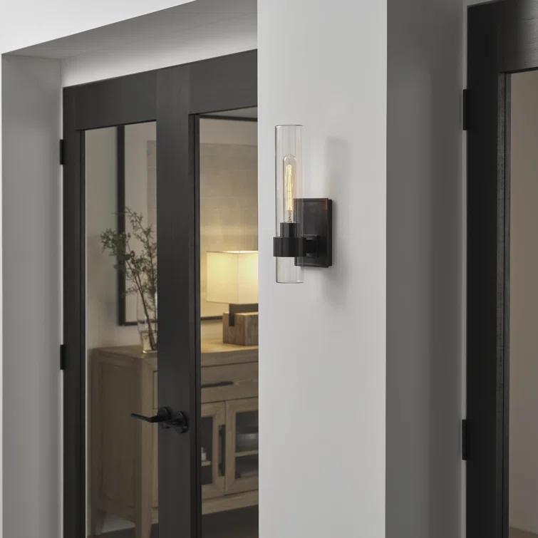 Presidio 14-inch Bronze and Black Cylinder Outdoor Wall Sconce