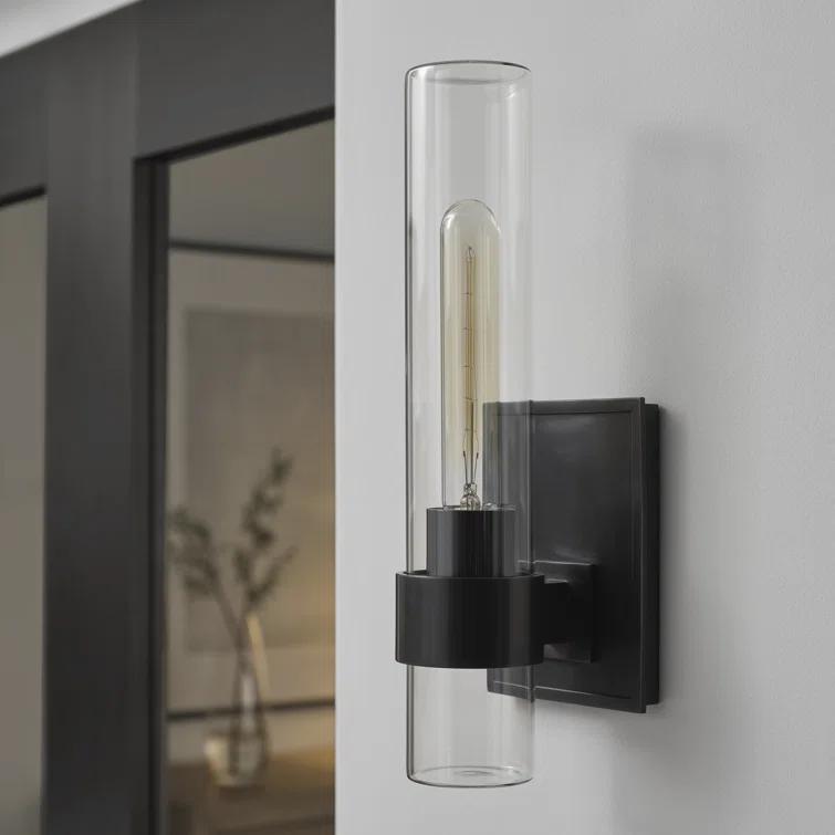 Presidio 14-inch Bronze and Black Cylinder Outdoor Wall Sconce