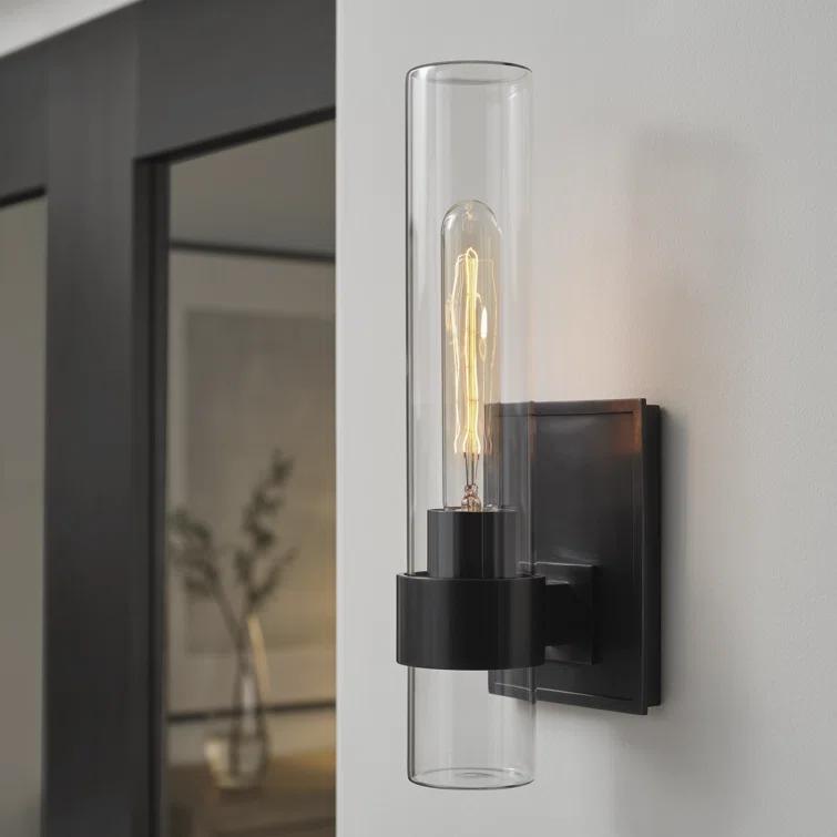 Presidio 14-inch Bronze and Black Cylinder Outdoor Wall Sconce