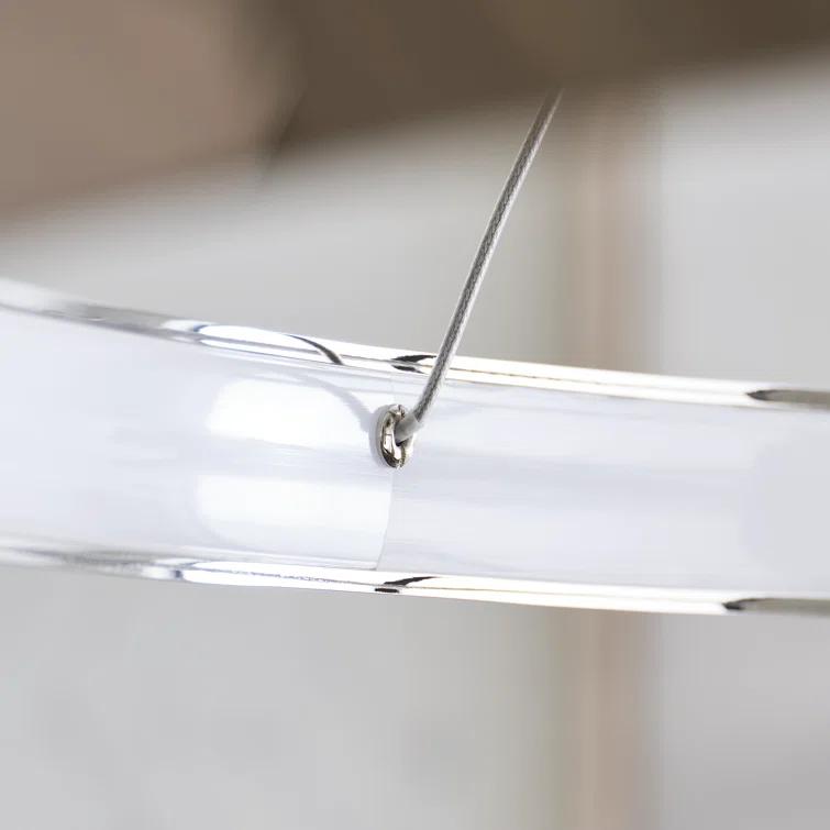 Sleek 48" Polished Nickel Crystal LED Chandelier