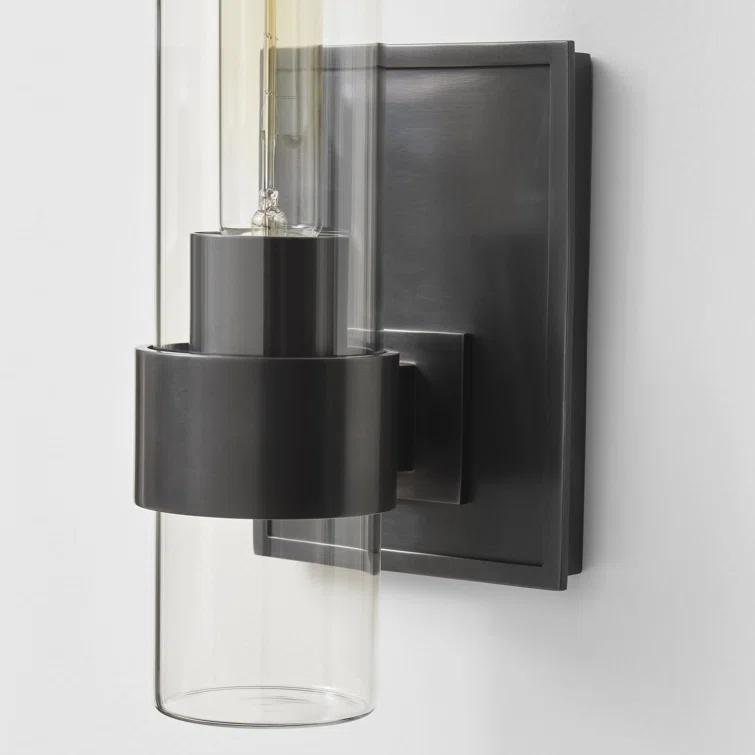 Presidio 14-inch Bronze and Black Cylinder Outdoor Wall Sconce