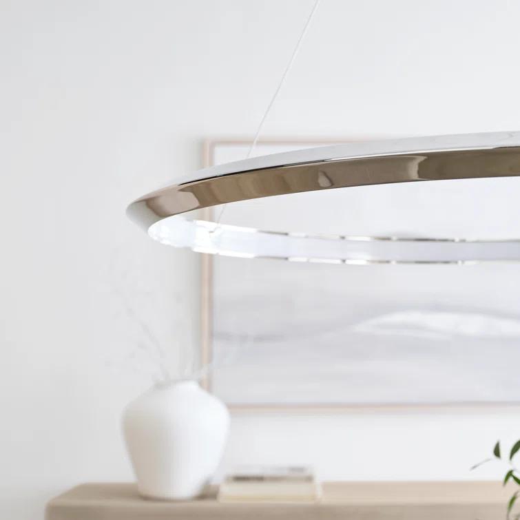 Sleek 48" Polished Nickel Crystal LED Chandelier