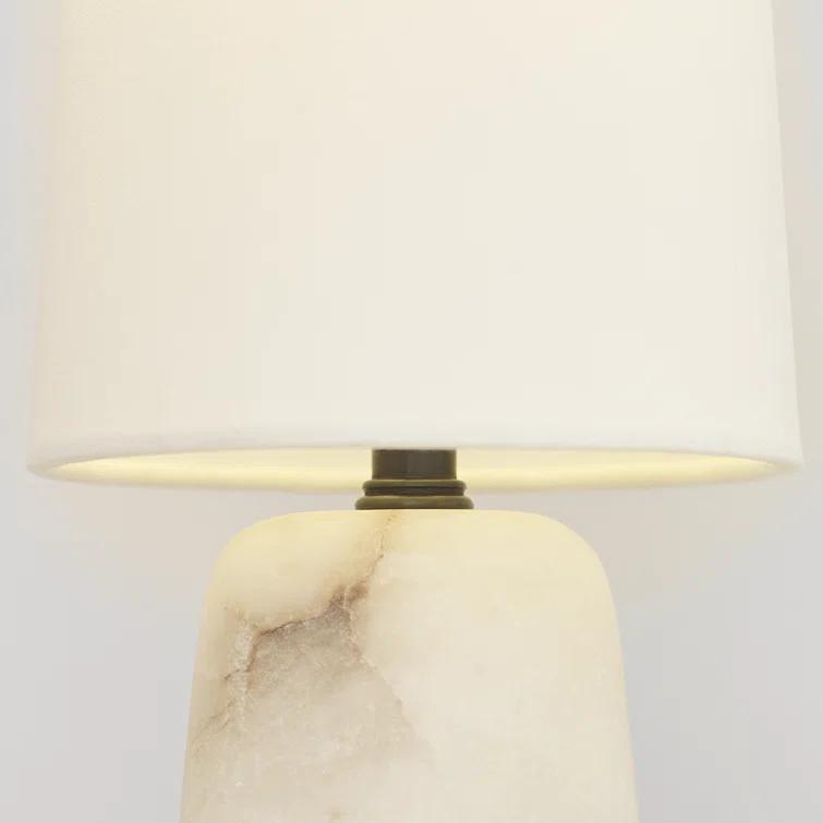 Alabaster Cordless Outdoor LED Table Lamp with Linen Shade