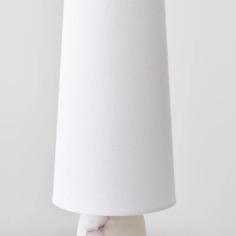 Alabaster Cordless Outdoor LED Table Lamp with Linen Shade