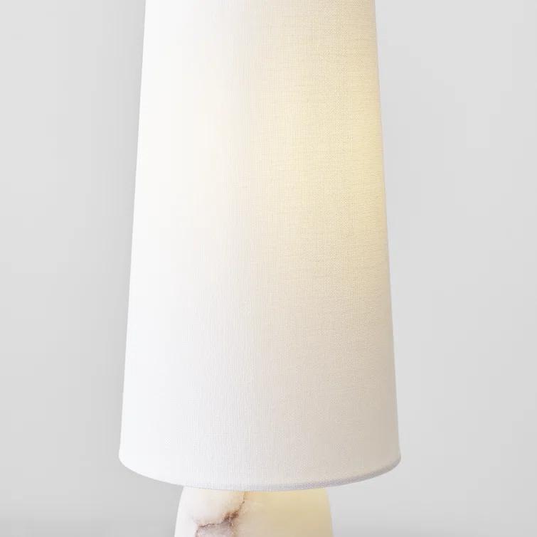 Alabaster Cordless Outdoor LED Table Lamp with Linen Shade