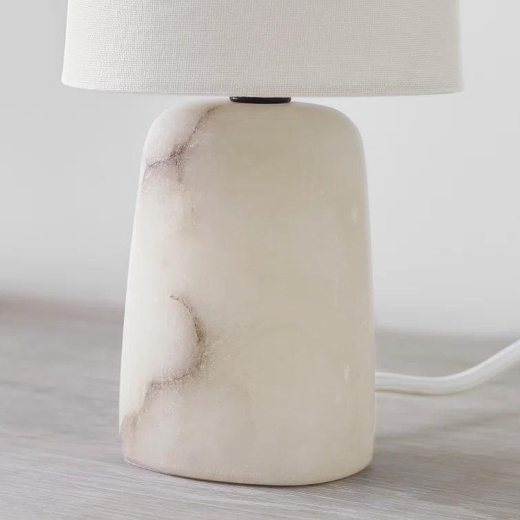 Alabaster Cordless Outdoor LED Table Lamp with Linen Shade