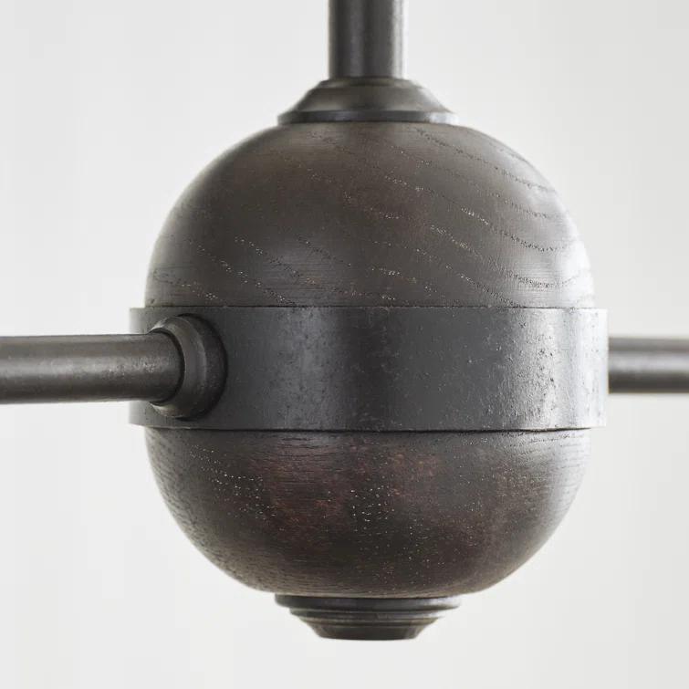 Aged Iron and Ebonized Oak 62" Crystal LED Pendant Light