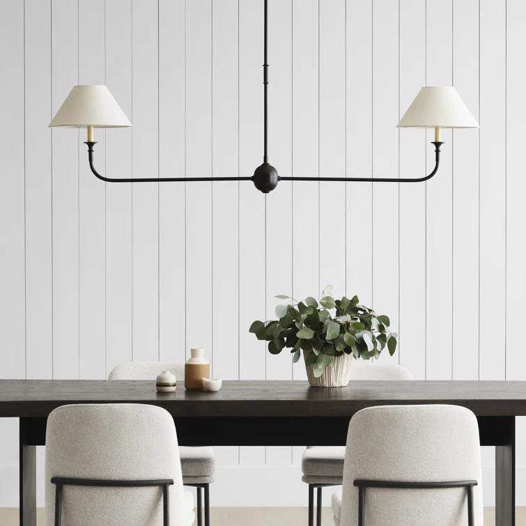 Aged Iron and Ebonized Oak 62" Crystal LED Pendant Light