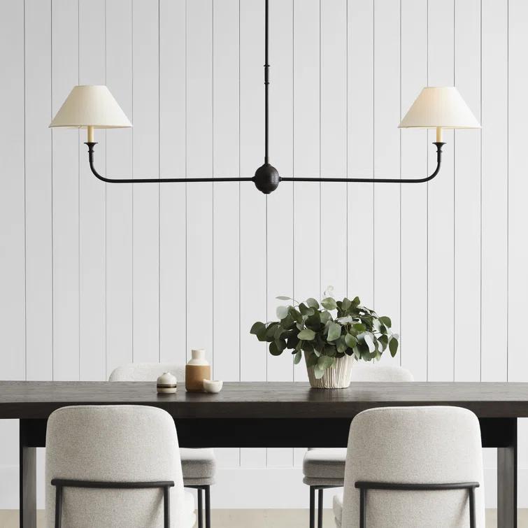 Aged Iron and Ebonized Oak 62" Crystal LED Pendant Light