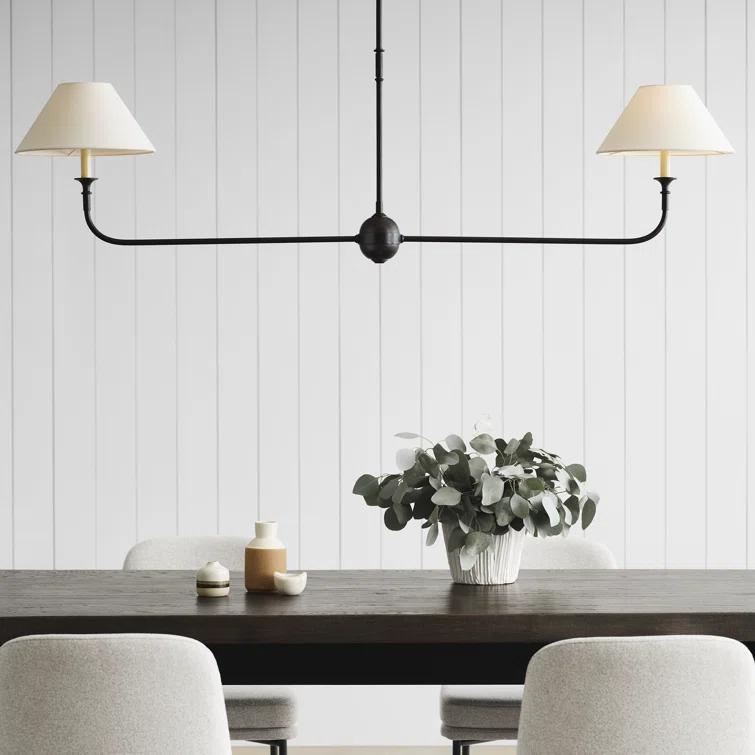 Aged Iron and Ebonized Oak 62" Crystal LED Pendant Light