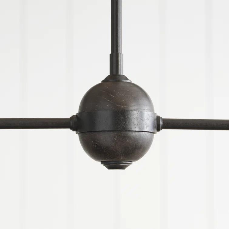 Aged Iron and Ebonized Oak 62" Crystal LED Pendant Light