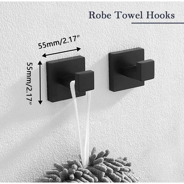 5-Pieces Matte Black Bathroom Hardware Accessories Set, SUS304 S...