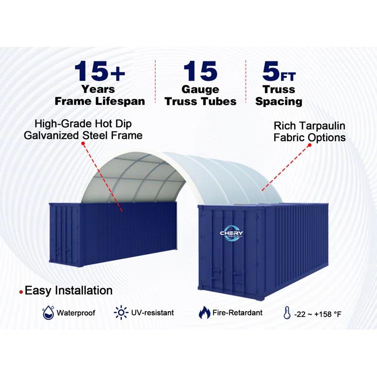 20'x20' Shipping Container Canopy Shelter 15oz PVC