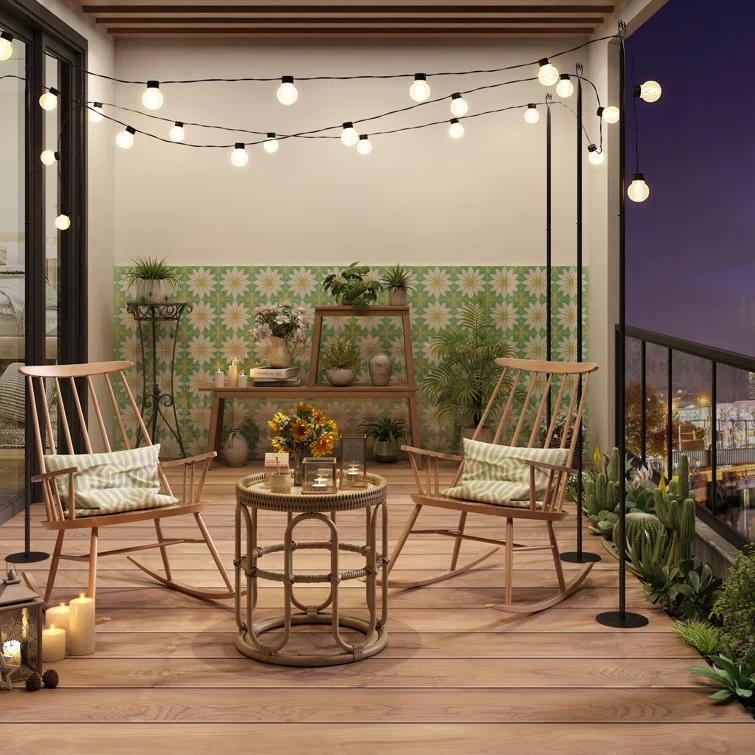 9FT Light string poles, 6 Pack Metal Poles with Remote control and solar panel, Ox Horn for Deck, Outdoor/Indoor Decor