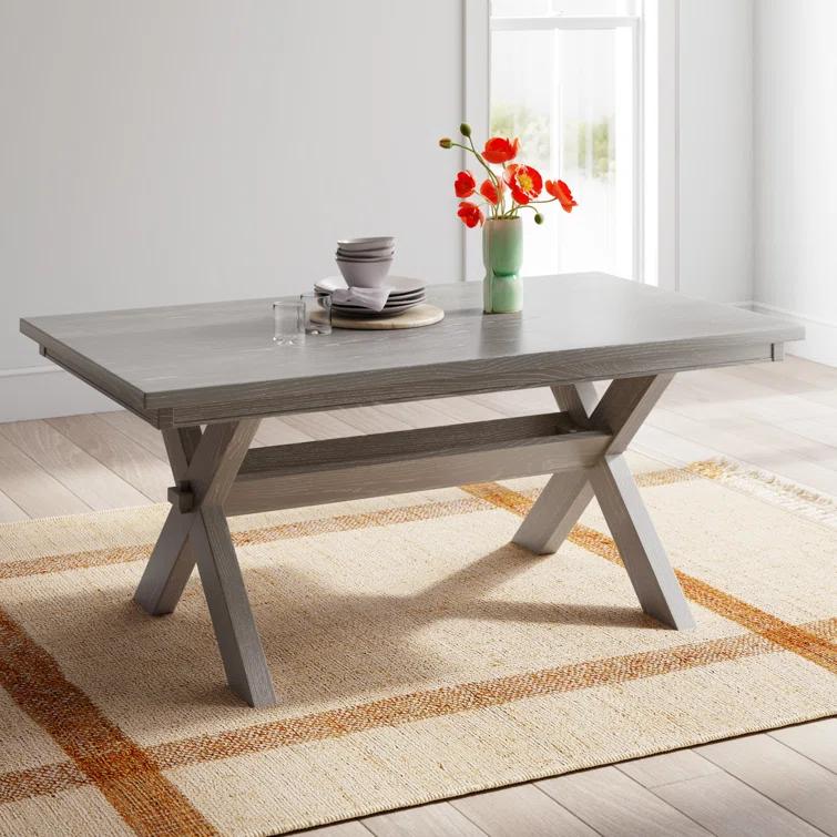 Kelly Clarkson Home Gigi 70" Solid Wood Farmhouse Trestle Base Dining Table