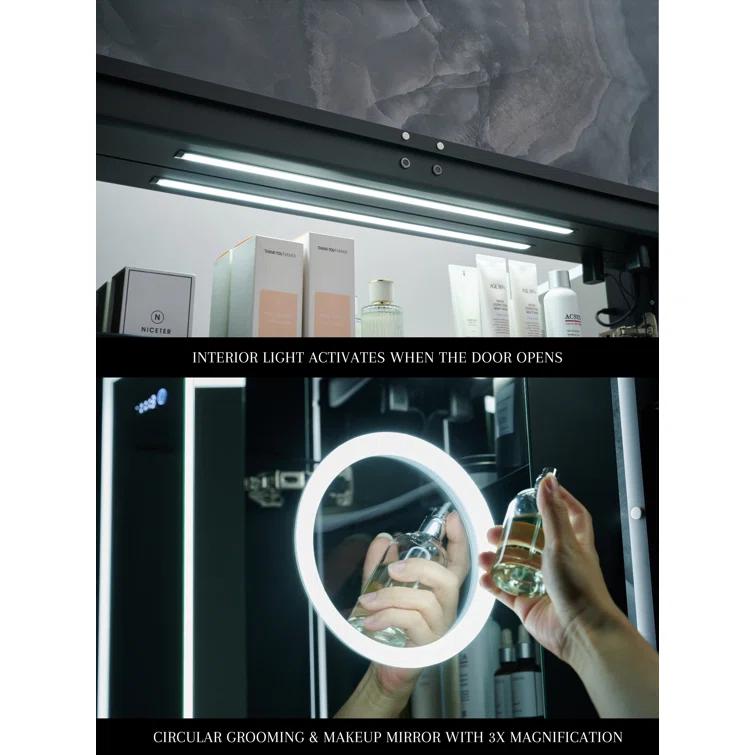 Ancerre Designs Pagani LED Mirror Medicine Cabinet With Defogger, Dimmer, Magnifier & USB Outlet