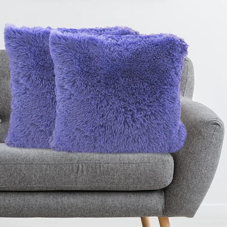 Cheer Collection Faux Fur Throw Pillow (Set of 2)
