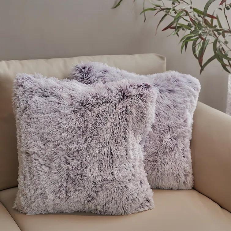 Cheer Collection Faux Fur Throw Pillow (Set of 2)