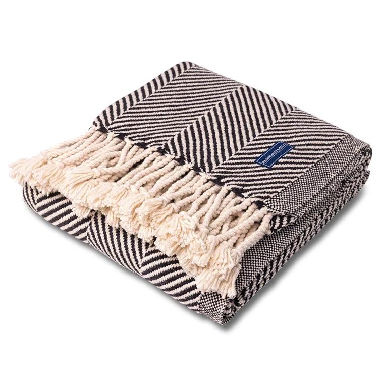 Faribault Mill Coastal Monhegan Cotton Throw With Fringe