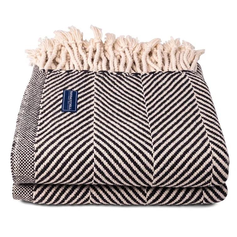 Faribault Mill Coastal Monhegan Cotton Throw With Fringe